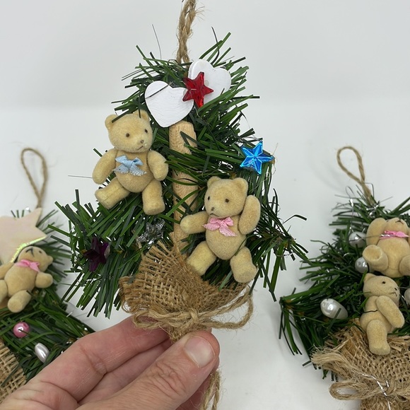 Vintage Handmade  Miniature Teddie Bears Christmas Ornaments - Lot of 6 - Picture 10 of 16
